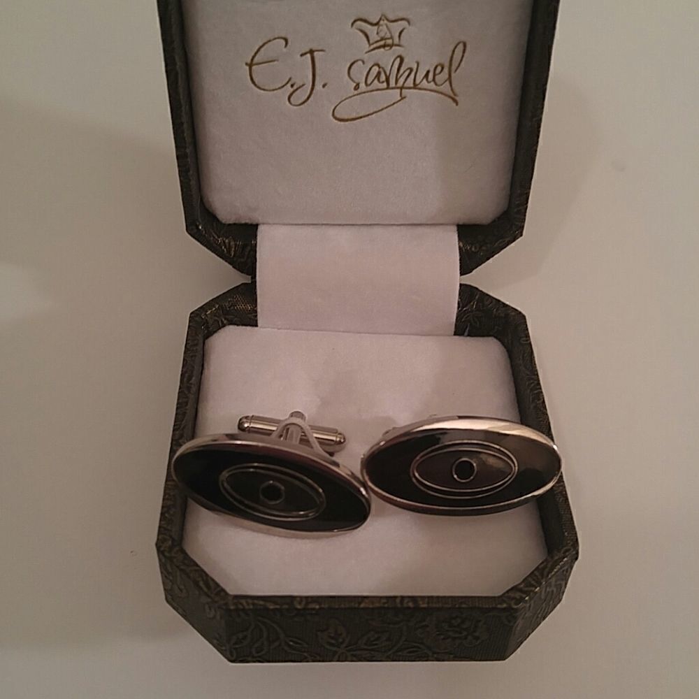 MEN'S E J SAMUEL BLACK & GRAY CUFF LINKS